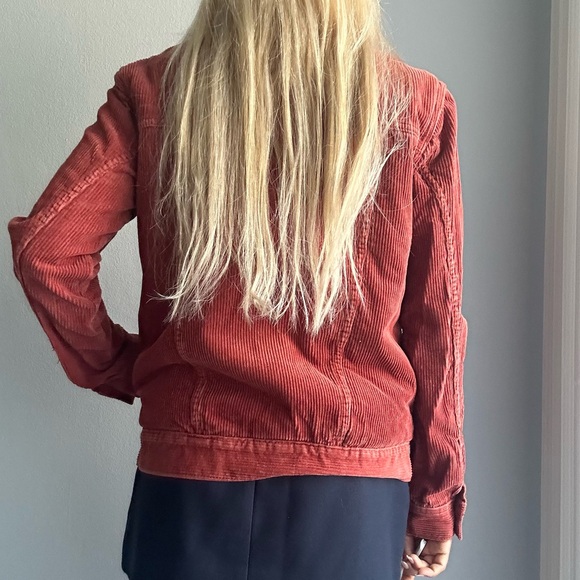 PacSun Faux Fur Collar Corduroy Oversized Jacket in Rust - Picture 2 of 14